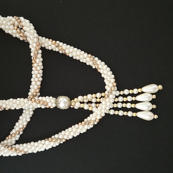 Faux Pearl Lariat Rope Cord Open End Necklace. - Picture 2 of 10